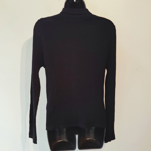 Uniqlo Black Ribbed Button-Up Cardigan Merino XL - Picture 2 of 2